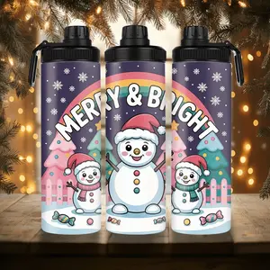 1pc 20oz Insulated Water Bottle , Cartoon Snowman Design, Stainless Steel, Water Bottle, Cup, Portable Travel Mug, Outdoor Mug, Travel Tumbler, Suitable as a Christmas, Valentine's Dayen, or Thanksgiving Gift , Suitable for Gift Giving