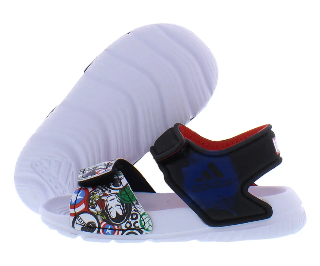 Adidas Avengers Altaswim Athletic Toddler Slip-On Shoes for 0-3 Years, Kids' Sports Footwear with Character Logos, Superhero Print, White/Blue/Carbon Black