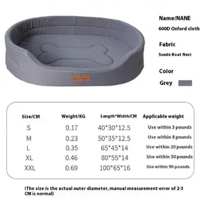 NANE Grey 600D Oxford Cloth Waterproof Double-Sided Reversible Polar Fleece Comfortable All Seasons Machine Washable Pet Bed for Dogs