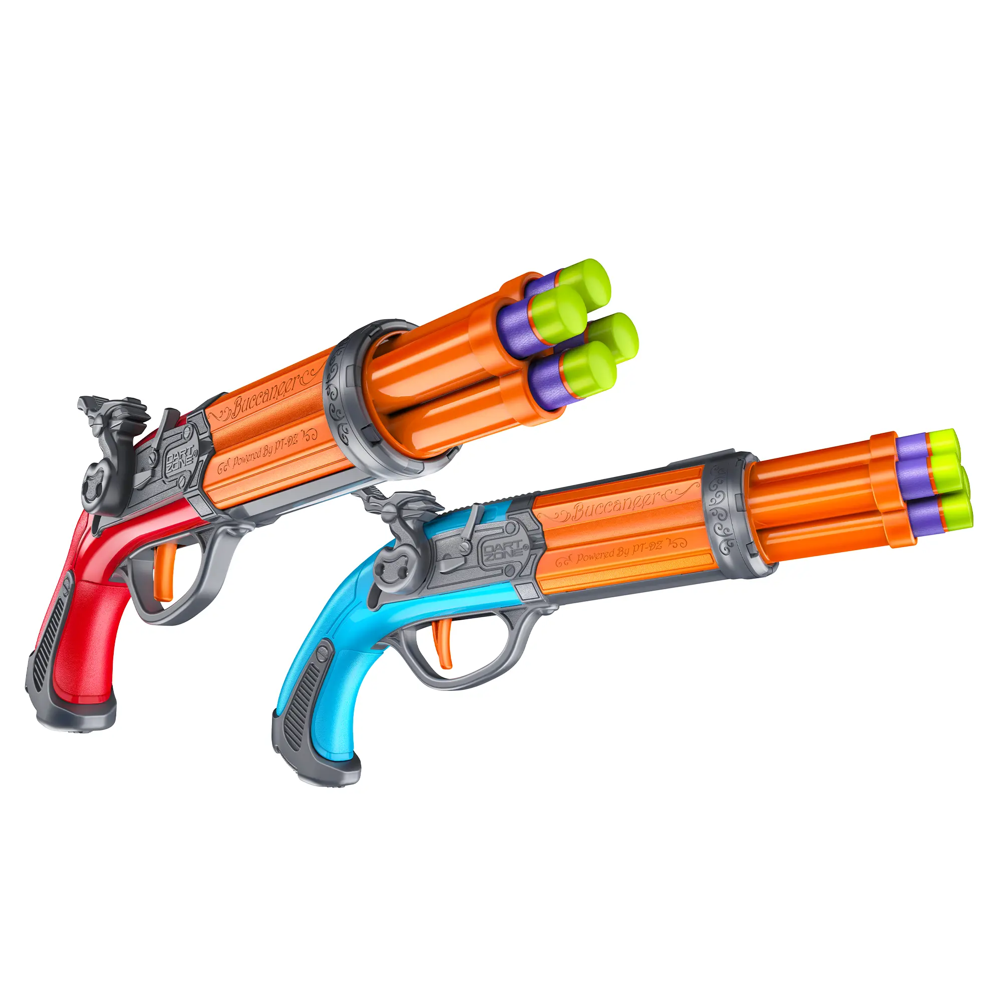 Dart Zone Nitroshot Buccaneer X2 Blaster - 8 High-Performance Darts, 70 ft Range, Authentic Western Flair, Ideal for 8-10 Years Olds, Backyard Adventures