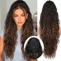 Brown with Blonde Highlights Drawstring Ponytails