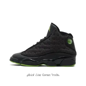 Black Volt Green Mesh & Leather High Top Basketball Sneakers for Men Women, Retro Streetwear Trainers