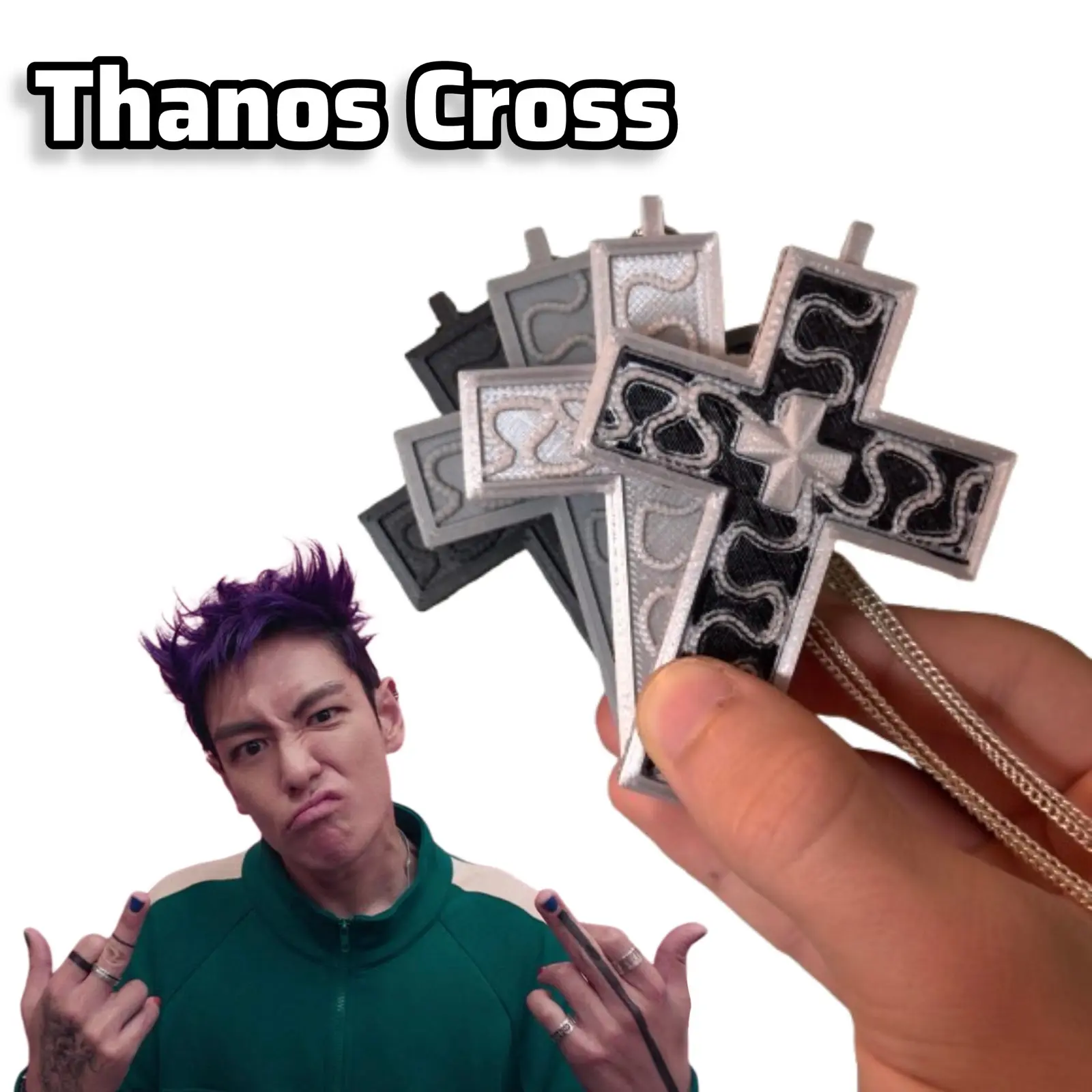 Oxdan Production Thanos Cross - Cool Necklace or Keychain for Cosplay and Fun
