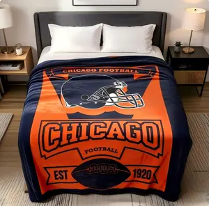 Retro Chicago Bear Football Blanket ,Chicago Bear Fan Gift, Perfect for Sofa, Bed, Travel, and Camping.