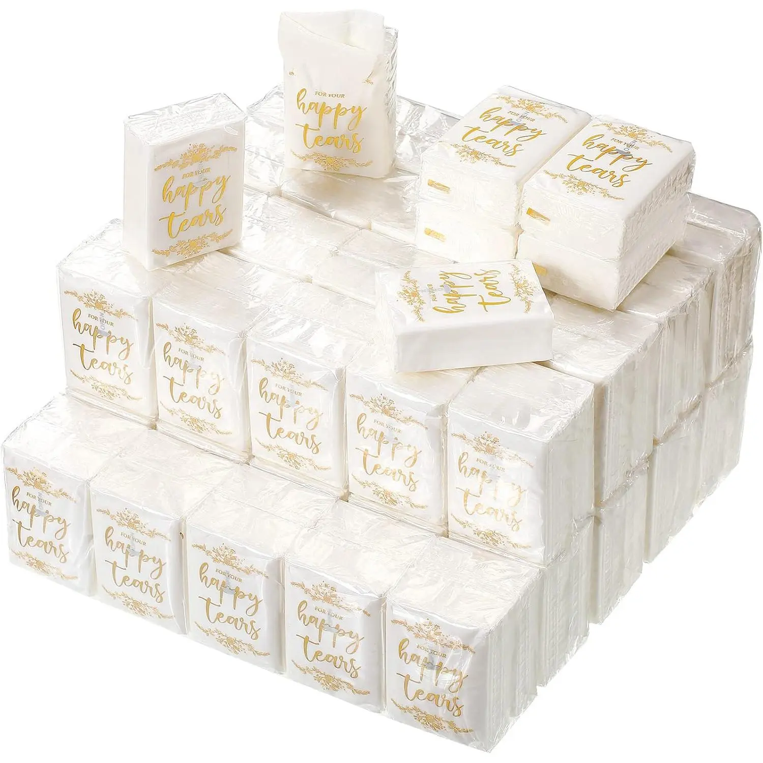 3-Ply Pocket-Size Disposable Single Use Travel Tissues Packs (100-Pack) - Individual Travel Supplies, Household Home Care Essentials, Wedding Guest Favor Napkins, Disposable Tissues