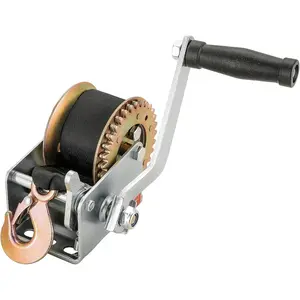 Hand Winch Boat Trailer Winch | 800LBS Manual Operated Hand Crank Ratchet Winch with 16FT(5m) Black Strap for  ATV UTV Boat Marine Towing  Heavy Duty