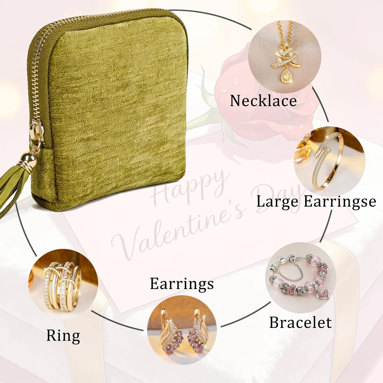 Velvet Small Jewelry Pouch with Tassel | Mini Zipper Jewelry Travel Case | Cute Velvet Coin Purse for Earrings Rings Necklaces | Portable Jewelry Organizer Bag #JewelryPouch #TravelJewelryCase