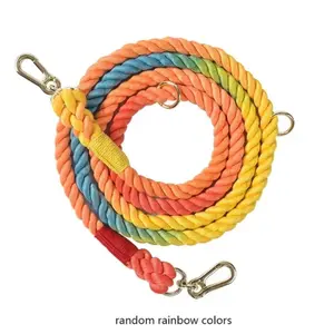 Dog Leash Handmade Braided Rope -Rainbow -7ft