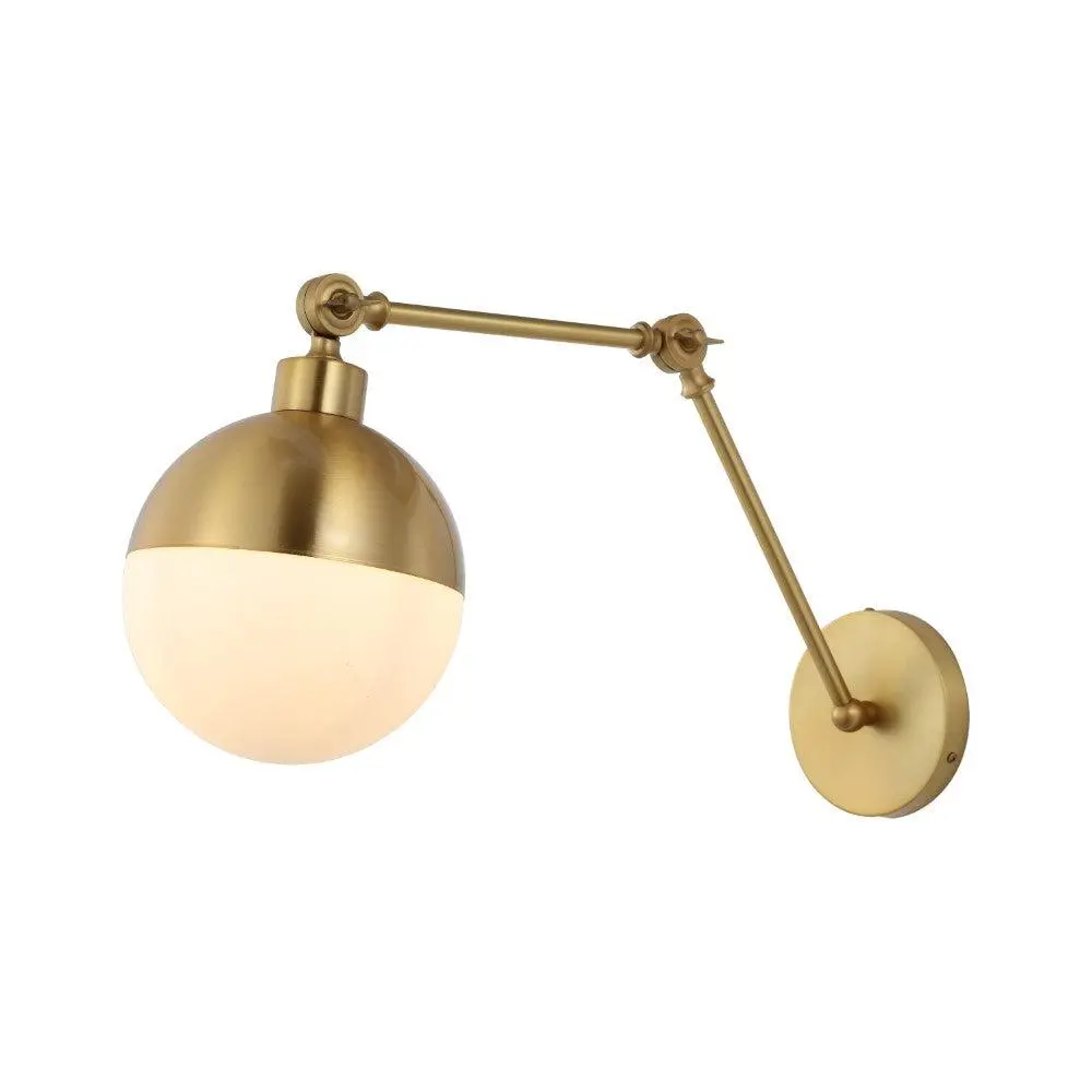 JONATHAN Y Alba Mid-Century Modern Arm-Adjustable Iron-Glass LED Indoor Sconce - for Living Room, Bedroom, Home Improvement Lighting, Midcentury Modern