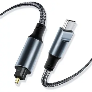 USB-C to Fiber Optic Audio Cable 5ft, Braided USB-C Cable, Compatible with Soundbars, Home Theater, Xbox/ps4, TV, Digital Audio Signal Transmission