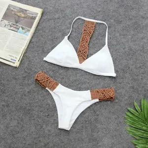 Newest Sexy Bikinis Low Waist Female Swimwear Women High Cut Bikini Set String Swimming Suit For Women White Swimsuit