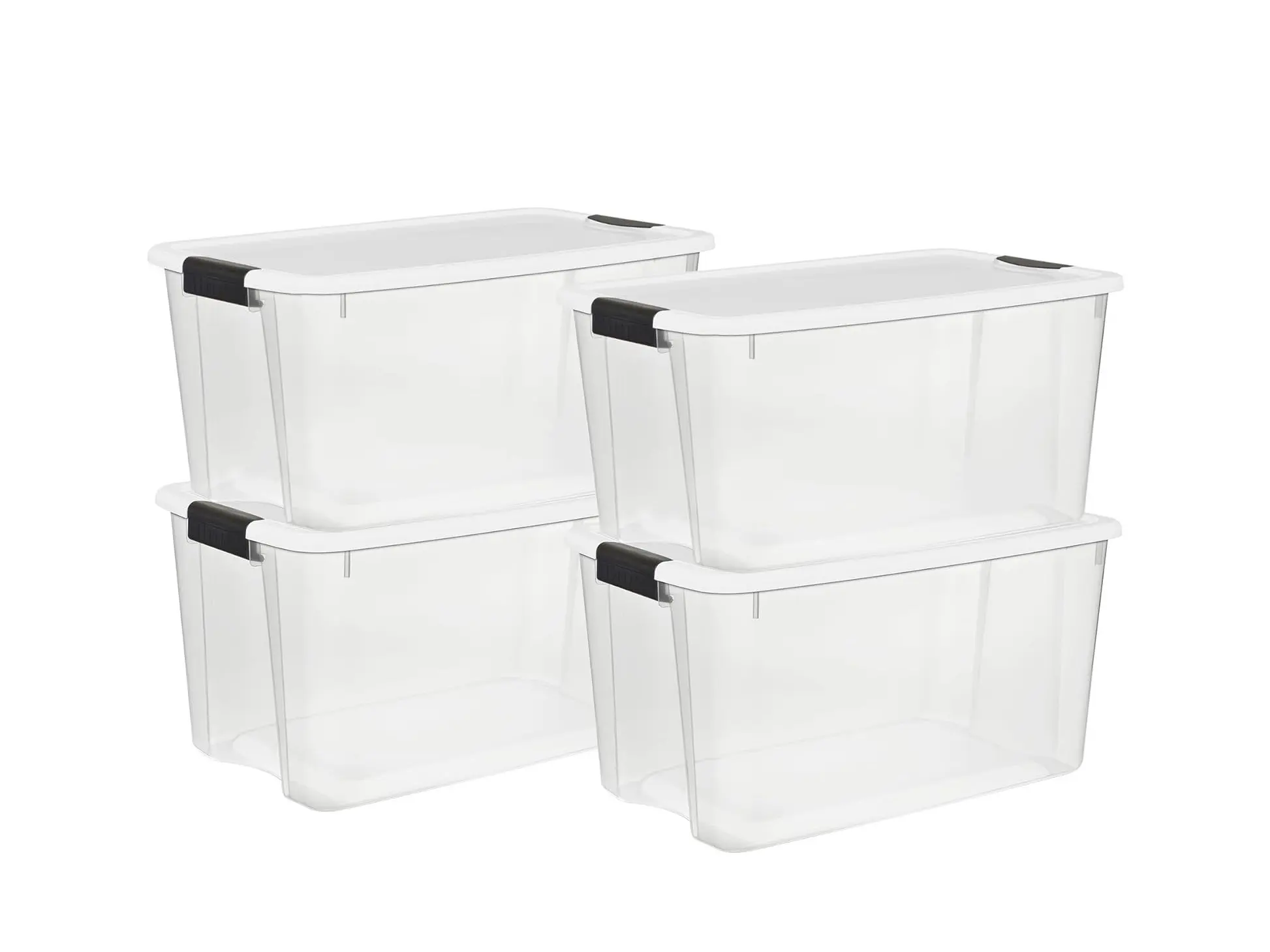 Sterilite 70 Qt Ultra Latch Box, Durable Clear Storage Bin w/ Lid, 6 Pack