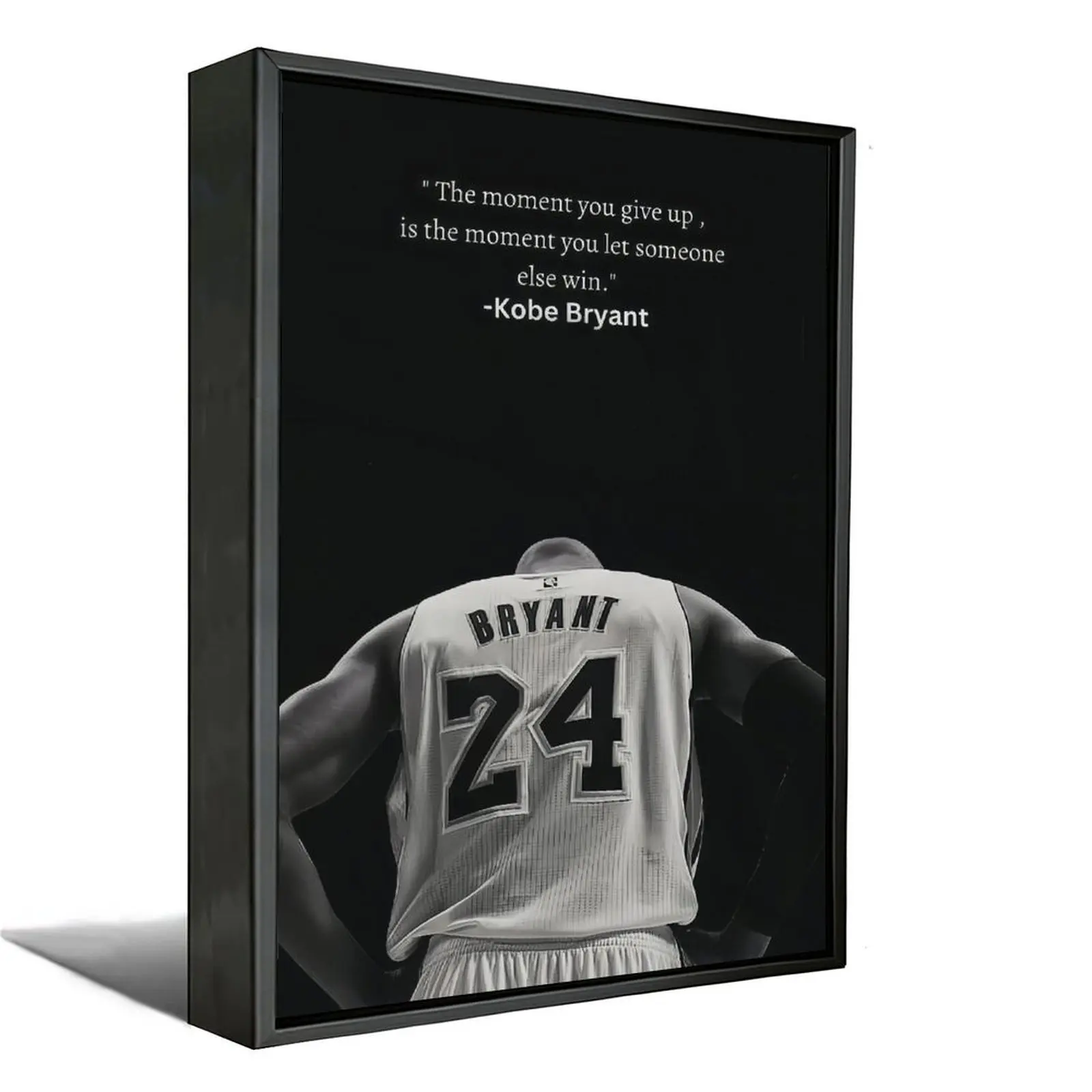 Kobe Bryant Graphic Wall Art Print - Black & White Basketball Poster, Motivational Quote Canvas, Athlete Encouragement Piece, Inspirational Wall Art, Men's Room Decor, Living Room Decorations, Funky Anime Bedroom Accent Artistic