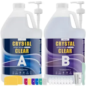 Epoxy  1 Gallon,  Clear Epoxy  Kit, High Gloss, Self Leveling, No Bubbles, Low Odor, Not Yellowing, Easy Mix 1:1 Casting  Making Kit, Molds, Crafts, Table Top-0.5gal x2