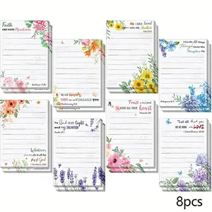8pcs Bible Sticky Notes, Christian Memo Pads, Religious Bible Verse Quotes, Inspirational Sticky Notes, Floral Design, Adhesive Notes for Office School
