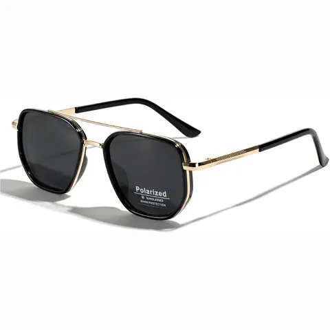 Unisex Polarized Full Rim Sunglasses - 2025 Back to School, Lightweight TAC Geometric Alloy Frame, Double Beam Design, UV Protection, Modern Edge, Aviator, Summer Travel Fashion Eyewear Accessory