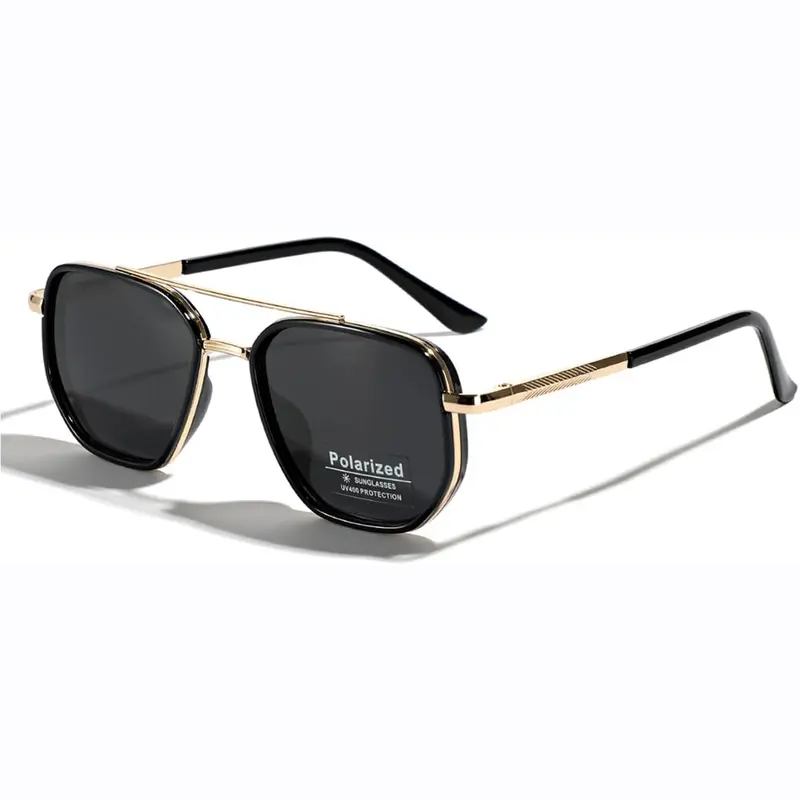 Unisex Polarized Full Rim Sunglasses - 2025 Back to School, Lightweight TAC Geometric Alloy Frame, Double Beam Design, UV Protection, Modern Edge, Aviator, Summer Travel Fashion Eyewear Accessory