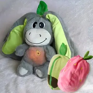12.6inch Luminous Breathing Doll with Motion Lights Plush Baby Sleeping Toys Donkey Soft Cartoon Plush Doll Early Childhood