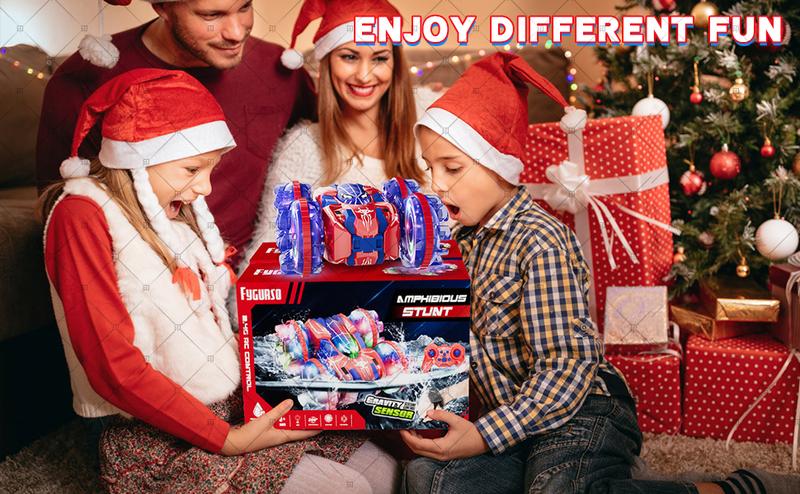 Fygurso Remote Control Car RC Cars with Sides Light Strip and Headlights Double Sided 360 Flips Rotating RC Stunt Car,2.4Ghz All Terrain Toys for Kids Toy for Boys Girls Birthday Gift(Blue)