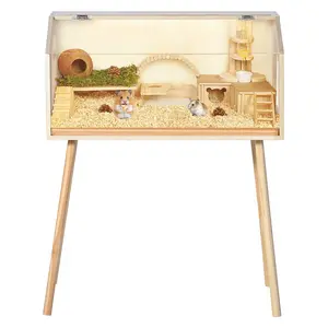 [NEW PRODUCT - FLASH SALE] Garvee Hamster Cage with Legs, Large Syrian Hamster Habitats Enclosure with Chew Proof, Acrylic Window & Openable Top, Small Animal Cage for Guinea Pig, Chinchilla, Gerbil