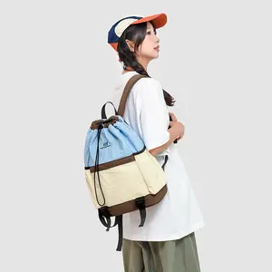 Contrasting Drawstring Backpack Lightweight Large Capacity Sports Outdoor Badminton Bag