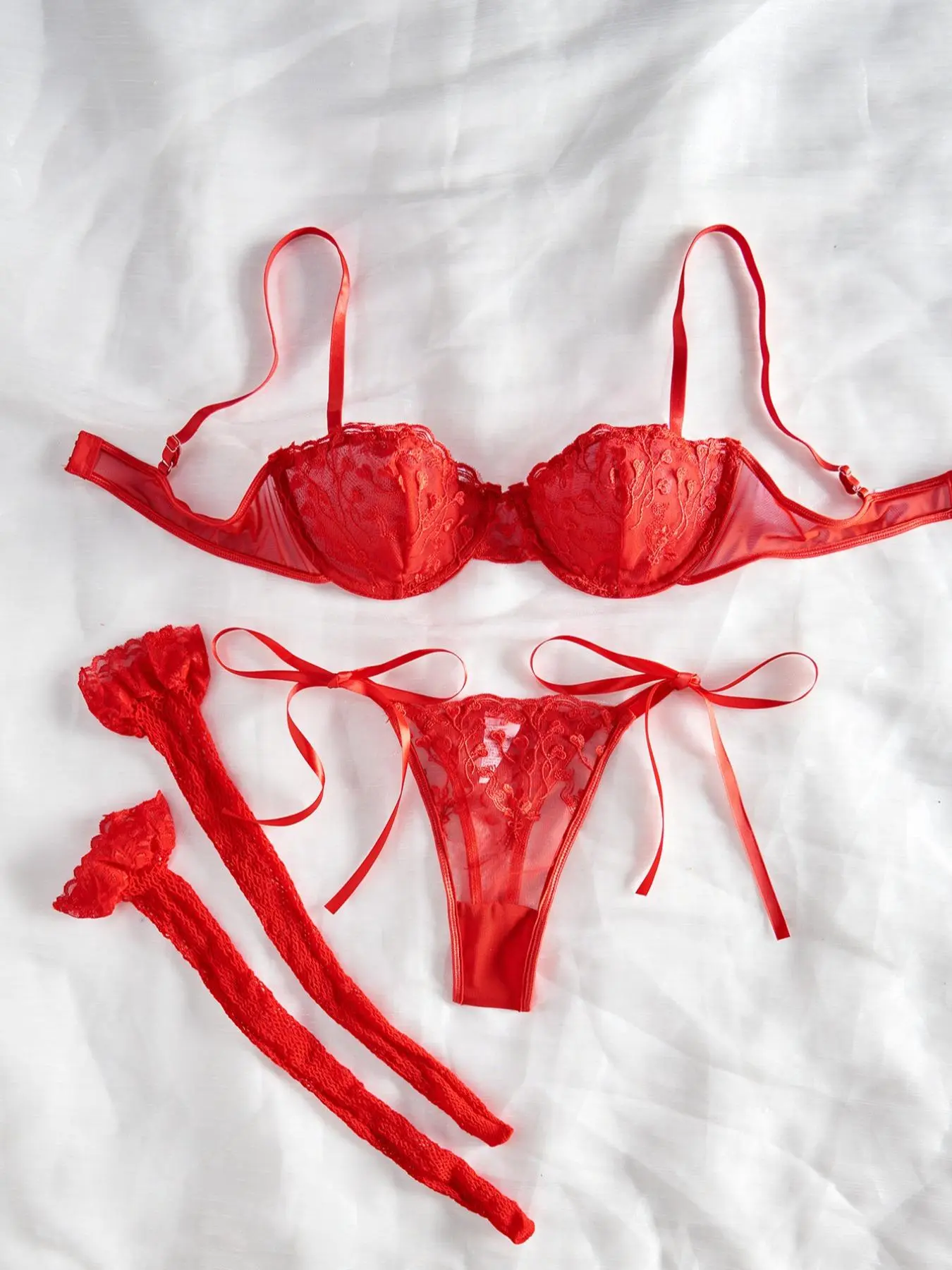 Christmas 12-Piece Women's Lingerie Set, Sexy Embroidered Bra, Thong, Socks & Garter, Sheer Bow Design, Comfortable All-Season Wear Underwear Sets - TikTok Shop Christmas 12-Piece Women's Lingerie Set, Sexy Embroidered Bra, Thong, Socks & Garter, Sheer Bow Design, Comfortable All-Season Wear Underwear Sets - TikTok Shop