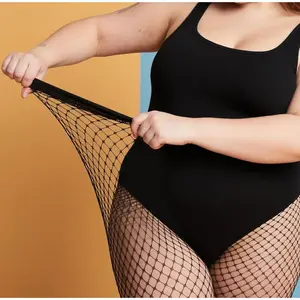 4 Pairs Plus Size Fishnets Tights Sexy Black Fishnet Pantyhose Stockings Cross Mesh Tights Thigh High Stockings Cosplay Fashion Essential Fit