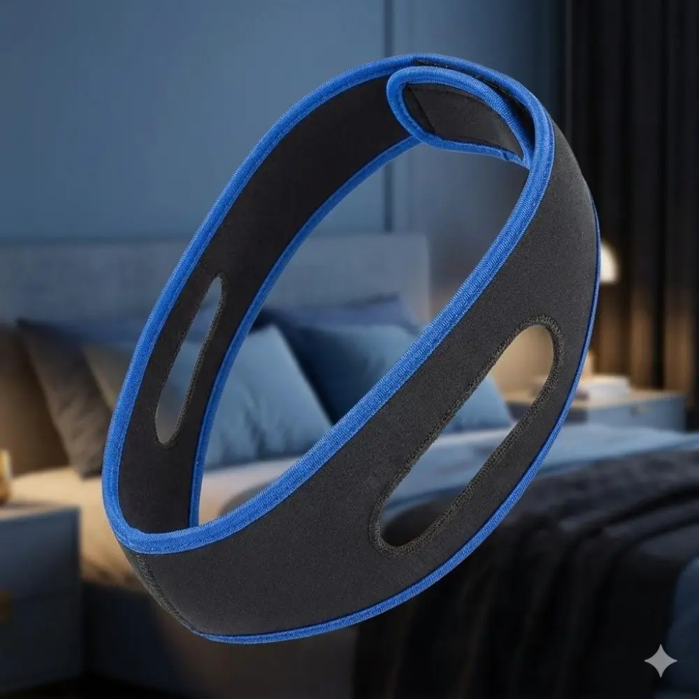 Adjustable Anti-Snoring Chin Strap - Breathable & Comfortable Sleep Aid for Men & Women. Side Sleeper Friendly, Washable Snoring Solution for Quiet Nights & Better Breathing.