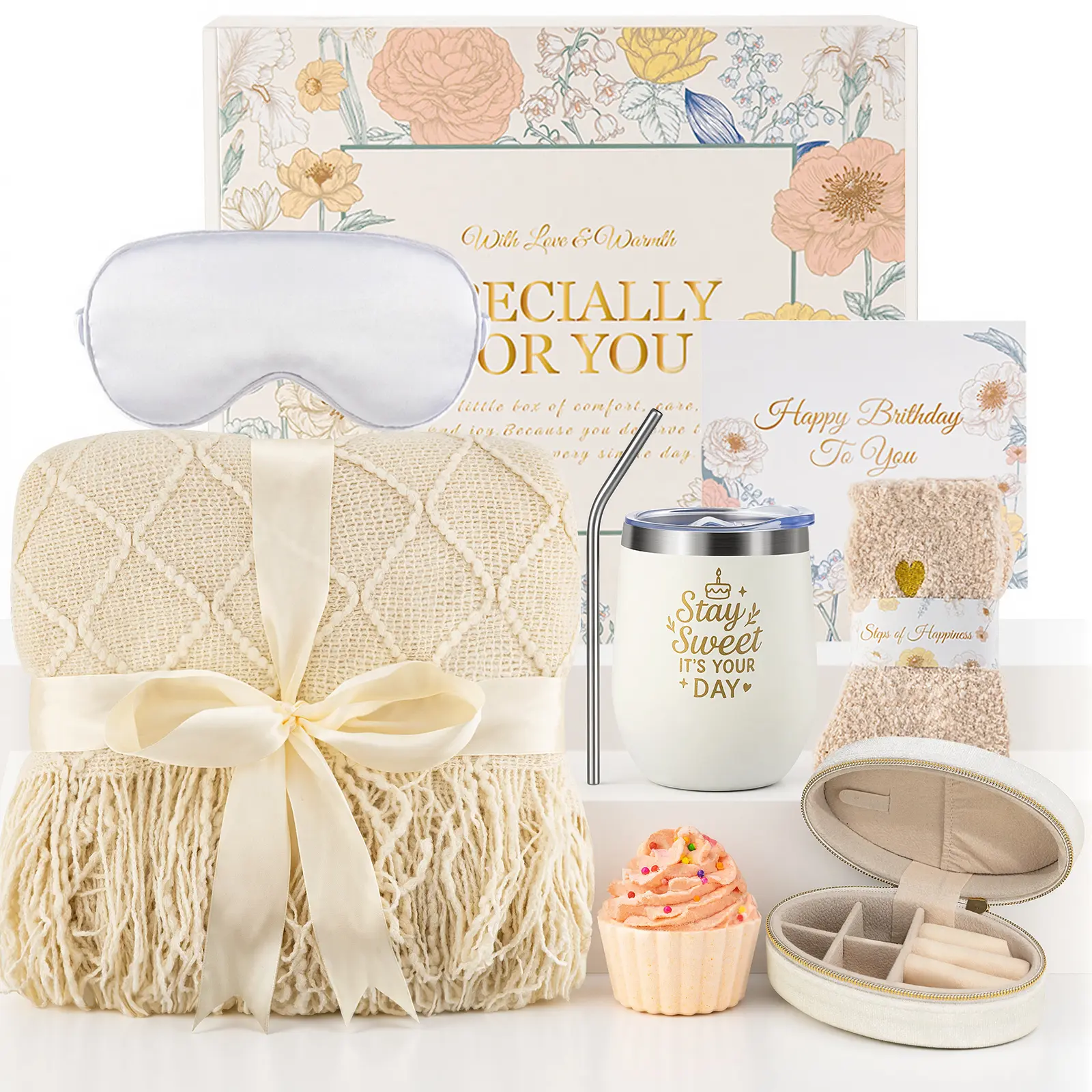 Women Self Care Spa Gift Basket,Birthday Mother's Day Anniversary Gift Set, Sympathy Comfort Scented Gifts with Blanket Mug Soap,for Mom Wife Girlfriend Friend Sister Grandma Teacher Nurse Her