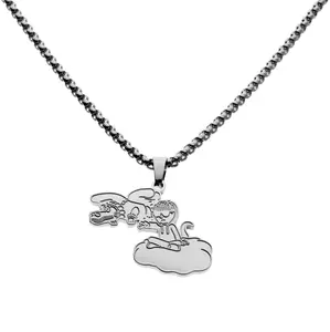 Junior H Musica <3 Cloud and Dragon Stainless Steel Pendant Necklace | Polished Silver Chain | Streetwear Hip-Hop Jewelry | Unisex Gift