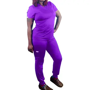 Ameik Amour ‘Resilience’ Super Stretch High Waist Scrub Set for Women Nurses Healthcare Workers Curvy Women Comfort Fabric Lightweight Spandex Womenswear Chic Cargo Collar