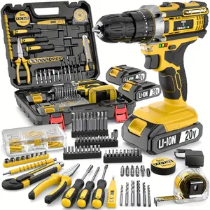 20V Cordless Drill Driver Kit, 136-Piece Power Tool Set with 2 Batteries, 2-Speed Settings, 3/8" Chuck, Ideal for Home DIY & Repair Projects Household Compact Impact