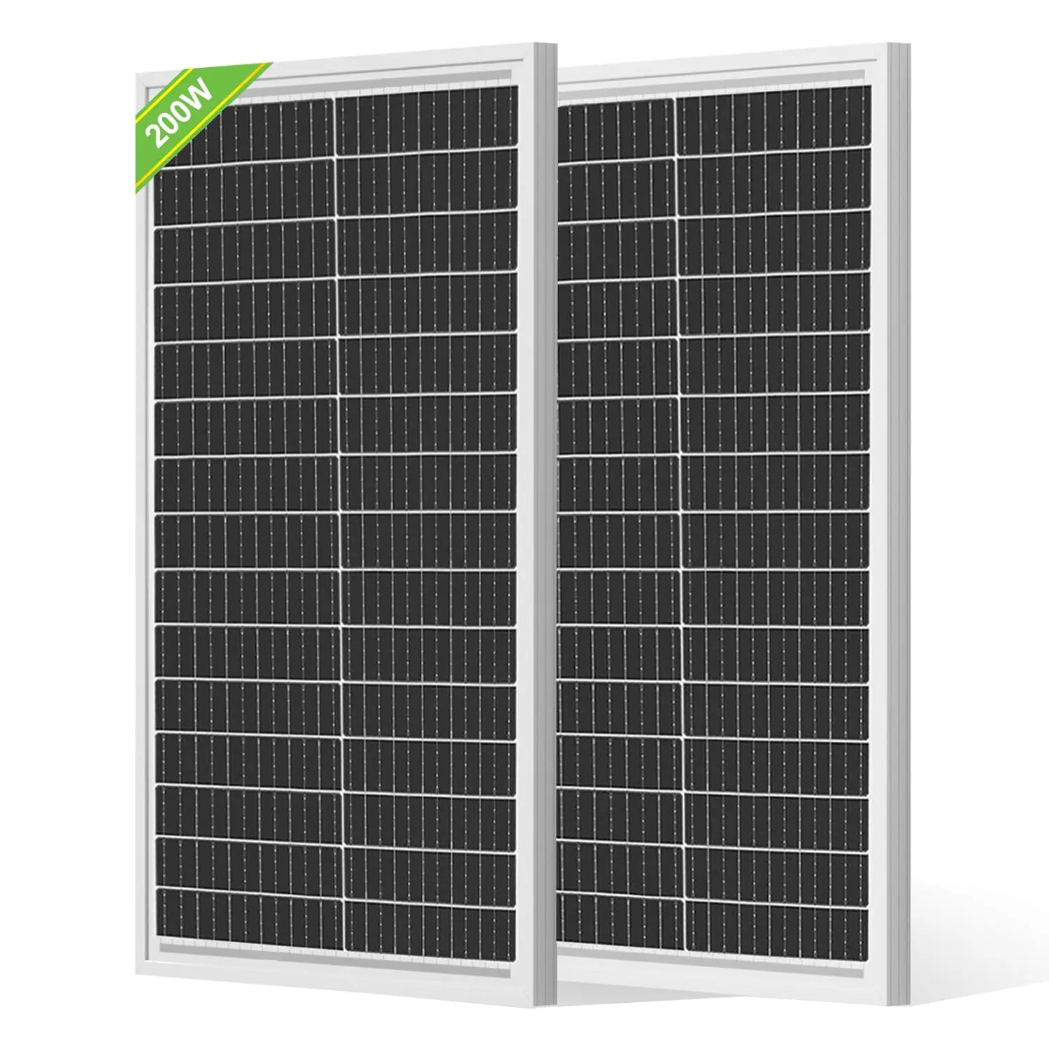 2 Pack 200W Monocrystalline Solar Panels with 12 BB 100W Cells - 25% High-Efficiency PV Modules for Commercial Rooftop, Off-Grid Solar Power Systems, TikTokShopBlackFriday