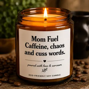 Mom Fuel Scented Soy Candle — "Mom Fuel: Caffeine, Chaos, and Cuss Words" (4oz & 9oz)