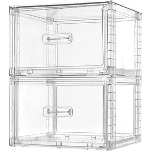 2 Pack 18QT Clear Stackable Drawers,Assemble Closet Organizers,Bins for,Cabinet,Pantry,Sink Organization(Medium)