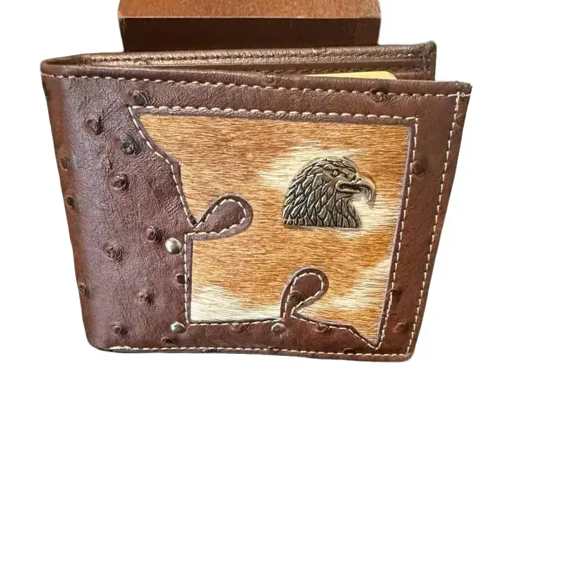 Leather Wallet with Hair Accent