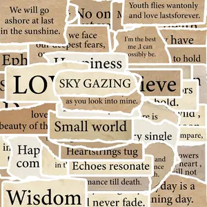 Vintage English Letter Sticker, 50pcs/set Sticker Packs Scrapbooking & Journal Making Material Paper, DIY Decorative Sticker for Stationery Computer Water Bottle