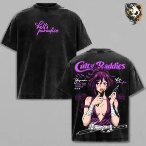 Yuzuriha Washed Tee – Hell’s Paradise Anime T-Shirt, Kunochi Assassin Beautiful yet Deadly Manipulative Survivor Skilled Ninja Charm and Deception Dual Nature Dark Femme Fatale Vintage Streetwear