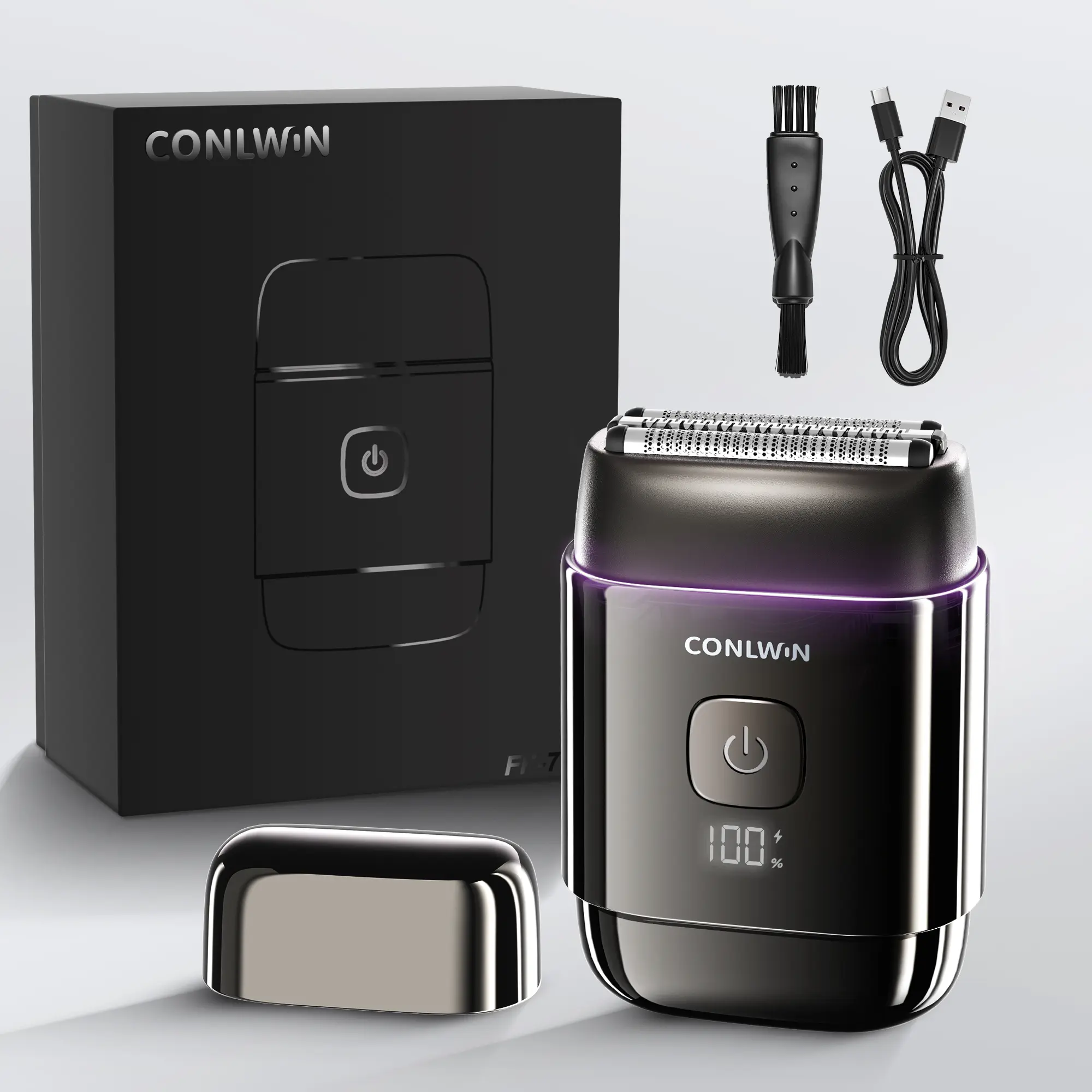 【Summer Sale】CONLWIN Mini Electric Foil Shaver - 3D Floating Heads, IPX7 Waterproof, USB-C Charging, 120-Day Battery Life, UV-C Sterilization, Auto Cleaning, LED Display, Compact Portable Design, Ideal Father's  Gifts, shaver for men.