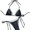 Two-piece Set Women's Polka Dot Print Bikini Set, Polka Dot Swimwear, Bikini Swimsuits, Casual Tie Back Swim Bra & Tie Side Swim Panty, Ladies Swimsuit for Beach Holiday Vacation, Tie Back Bikinis