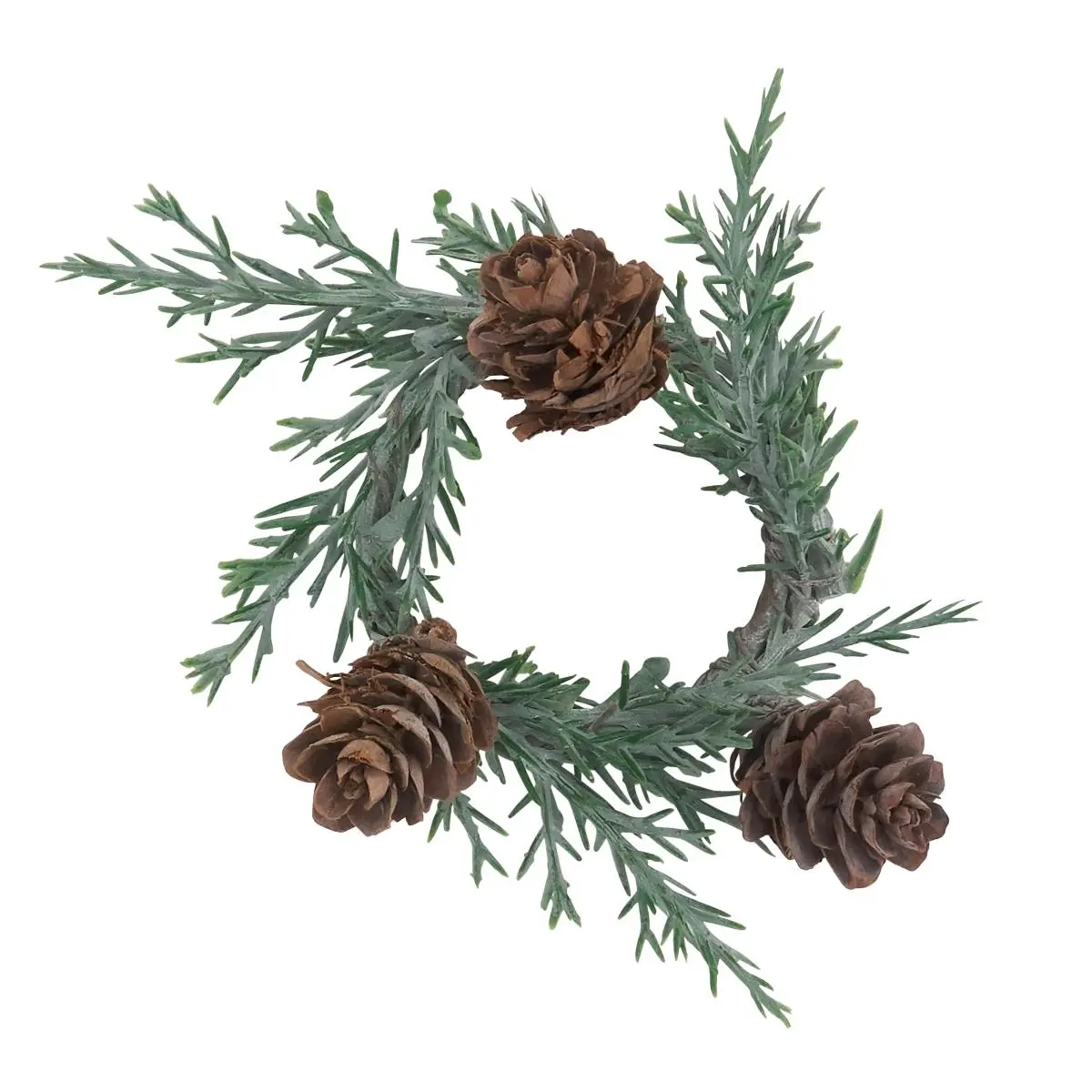 SARO Holiday Napkin Rings with Pine Cone Design - Set of 4