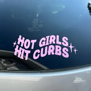 Hot Girls Hit Curbs Funny Car Decal 5 inches