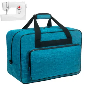 [Peacock blue] Travel storage box bag, fashionable solid color storage bag, suitable for sewing machine storage, universal handbag storage bag, with pockets and handles