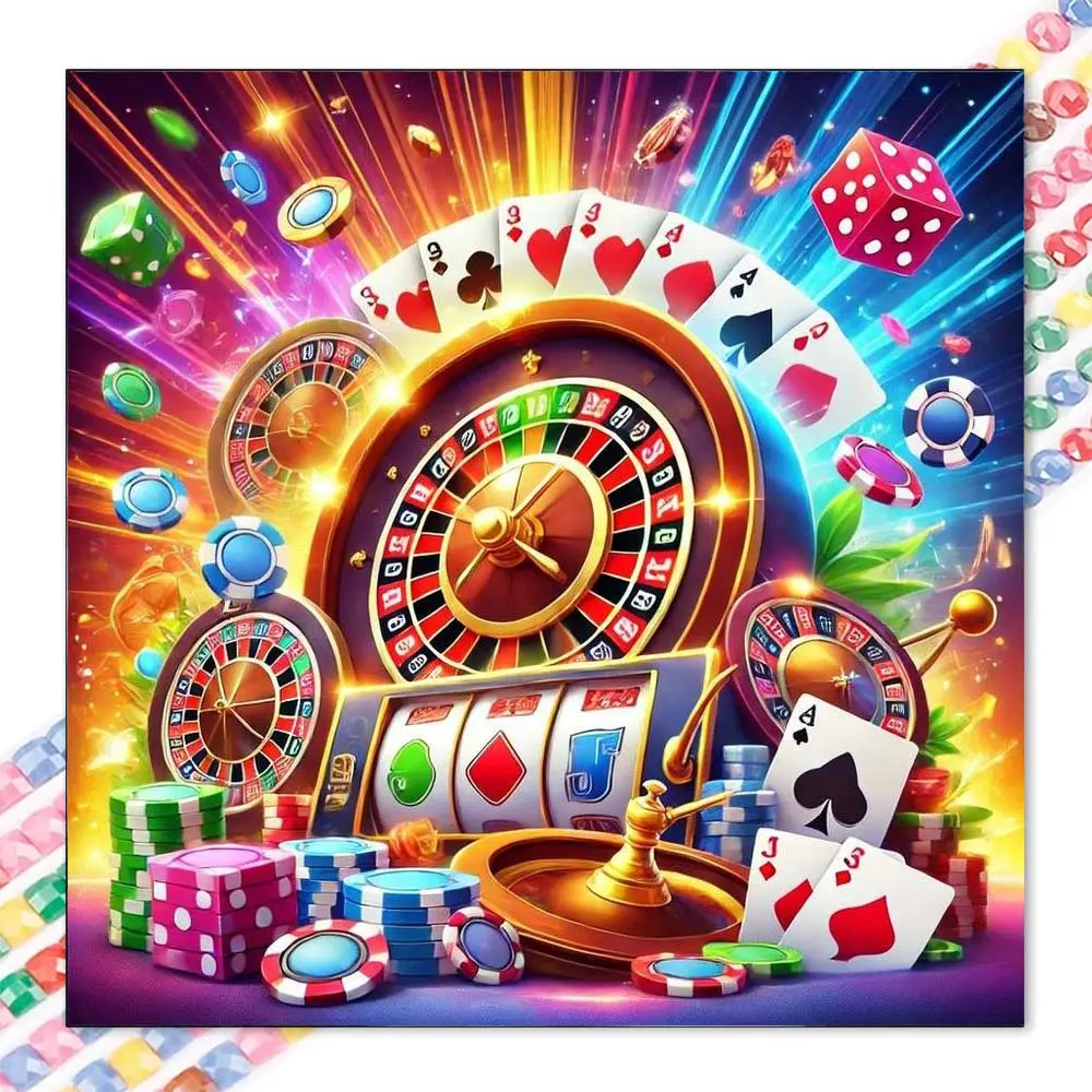 1 DIY diamond painting kit, 5D diamond art set, DIY decoration, casino game diamond painting kit full round drills, mosaic, diamond art, DIY art home decor, suitable for Christmas.