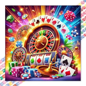 1 DIY diamond painting kit, 5D diamond art set, DIY decoration, casino game diamond painting kit full round drills, mosaic, diamond art, DIY art home decor, suitable for Christmas.