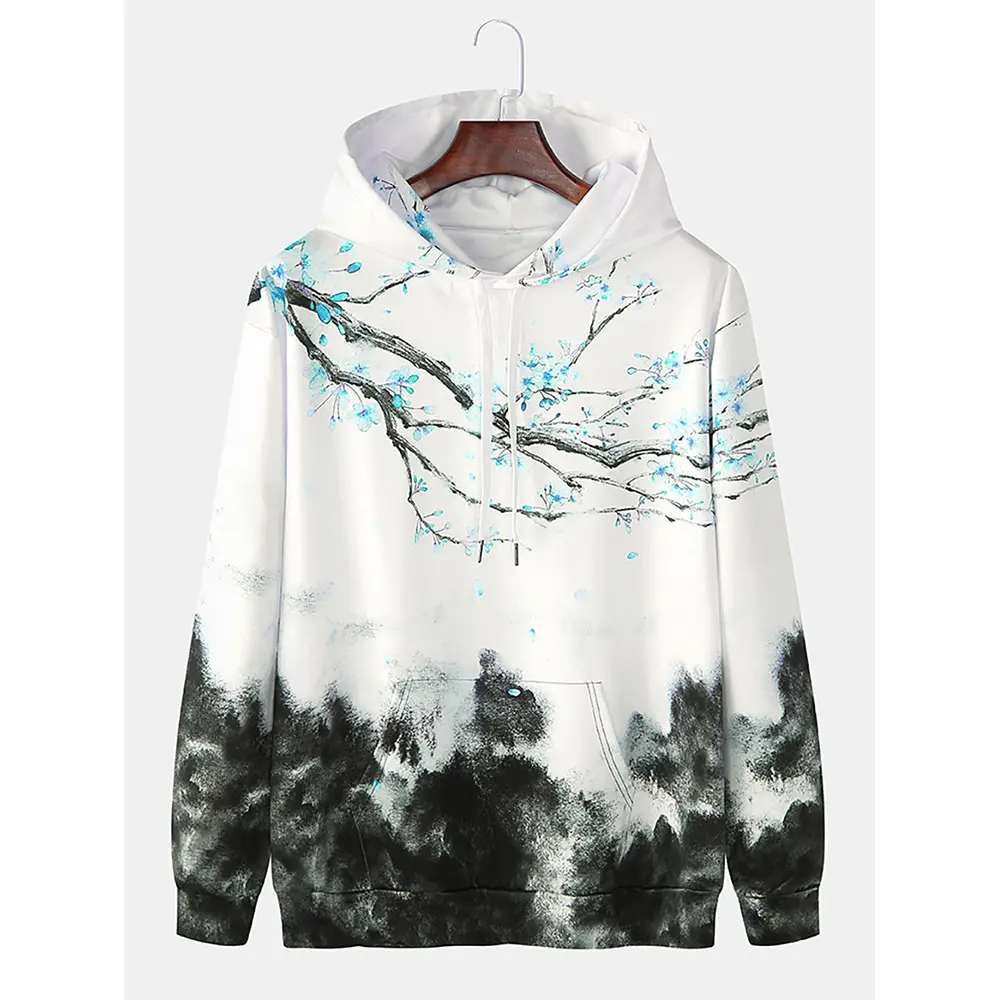 Blue plum blossom hoodie