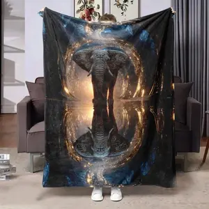Contemporary Elephant Digital Print Flannel Blanket - Ultra-Soft All-Season Throw for Sofa, Office & Travel, Multi-Use Cozy Gift  Skin-friendly, soft, lightweight, and breathable.