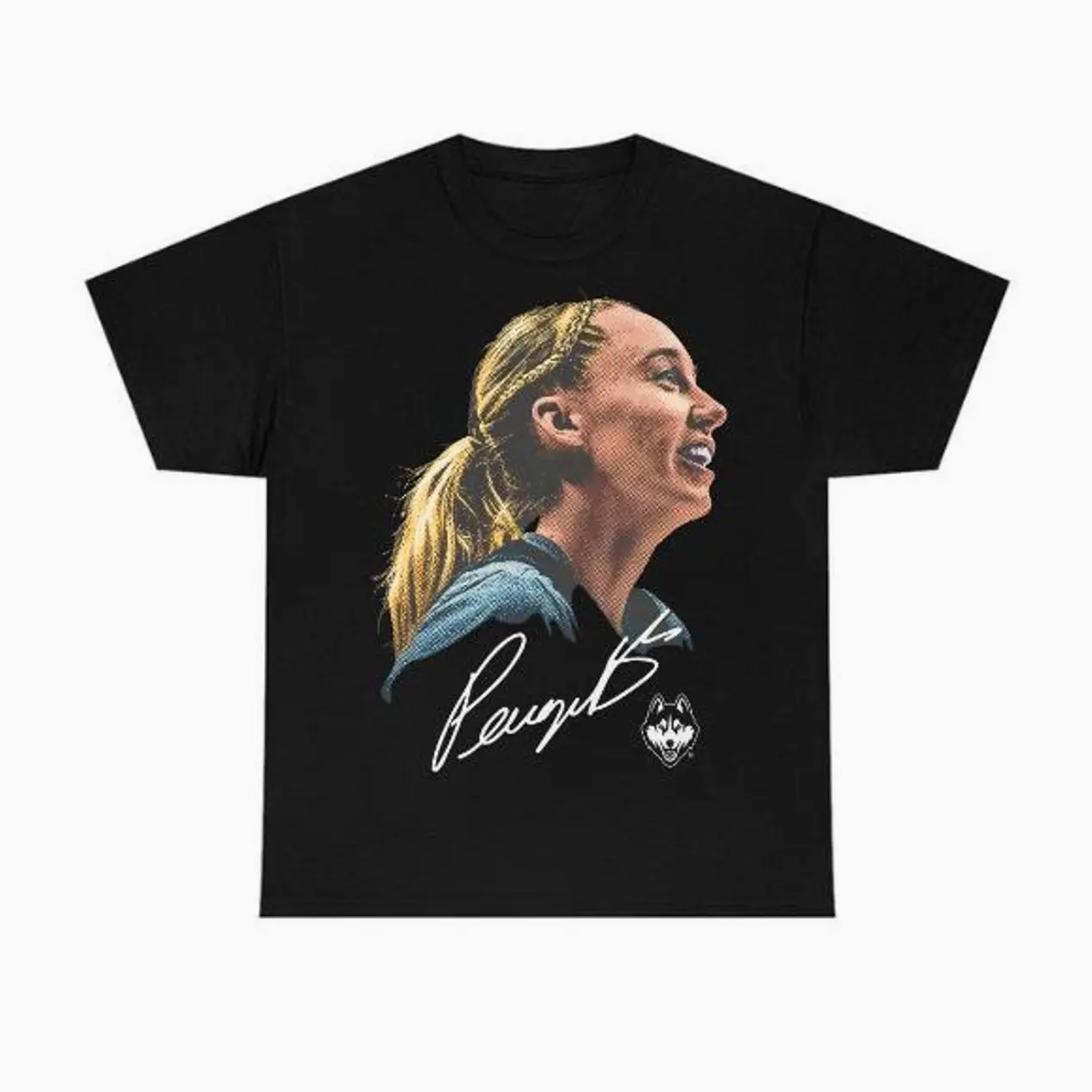 Paige Bueckers Portrait Black Tee Hoodie and Sweater, Tshirt Cotton womenswear