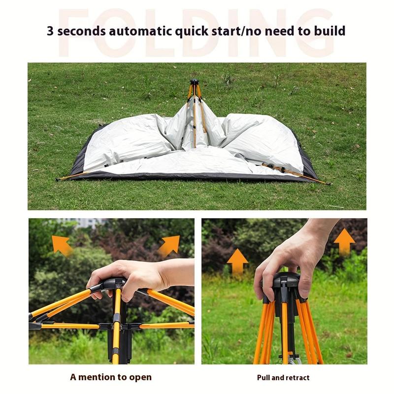 PAKICETUS Gold Outdoor Shelter Automatic Pop-Up Tent, Sunshade, Portable Camping Tent for Travel, Beach, Fishing, 2-3/3-4 Person Waterproof Sun & Rain Protection