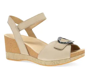 Dansko Stella Sand Milled Nubuck Leather Wedge Sandal